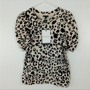 Who What Wear Leopard Print Top Short Sleeves XS